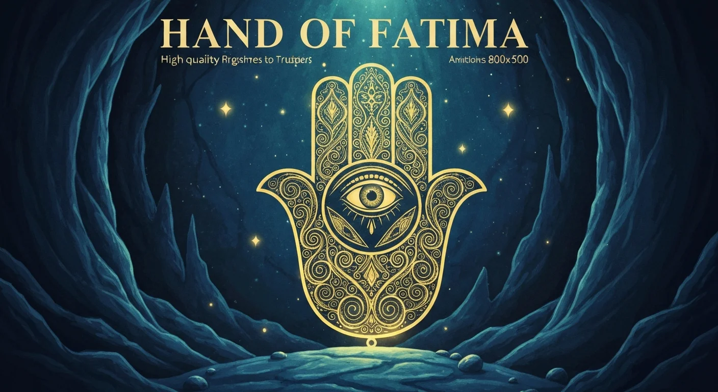 Main de Fatma hamsa ornée de motifs dorés sur fond bleu nuit mystique