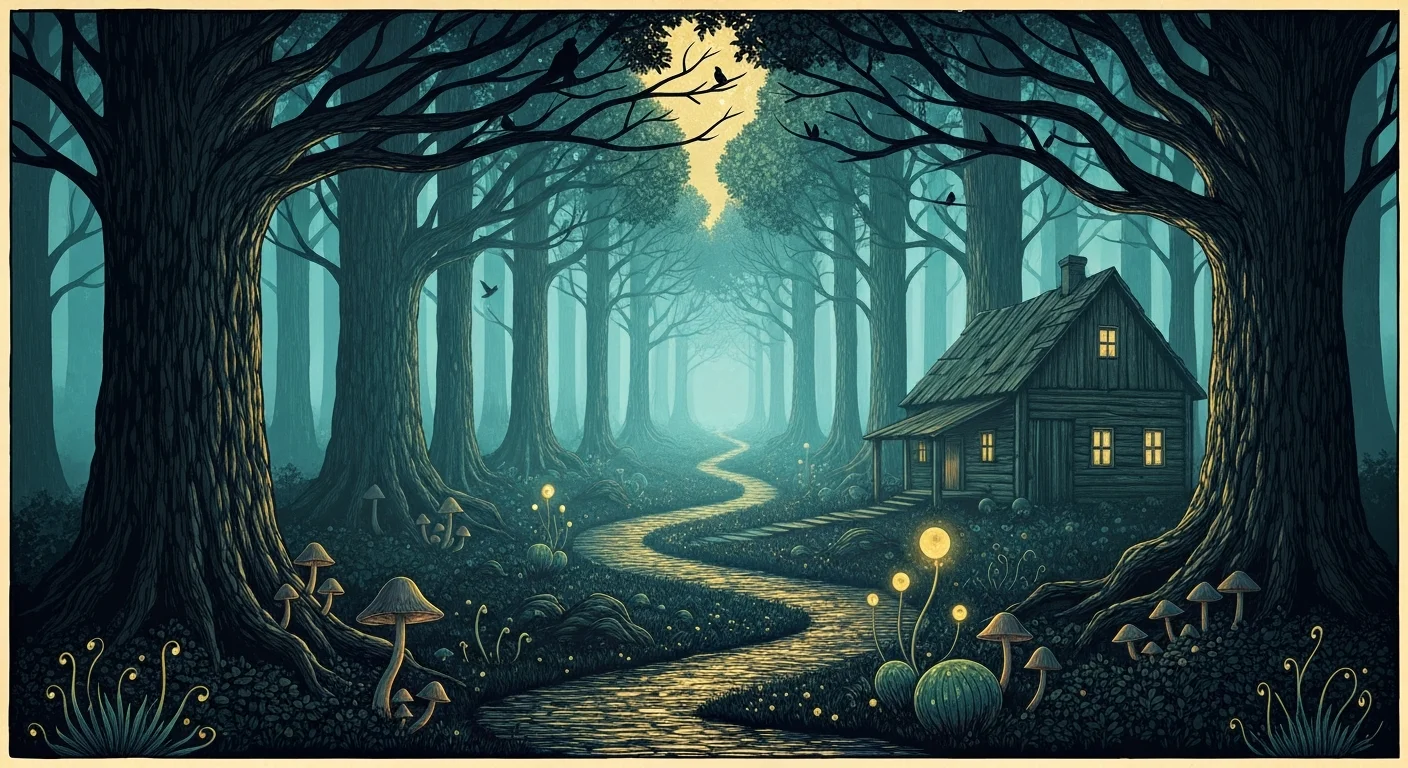 Illustration mystique du vendredi 13 avec des symboles de chance et de malchance dans des tons bleu nuit et or